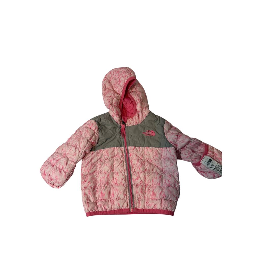 THE NORTH FACE Infant Thermoball Jacket Hoodie Pink Reversible Snow Size 3-6M